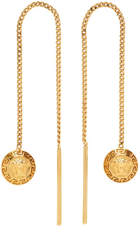 versace medusa chain drop earrings|versace enamel earrings.